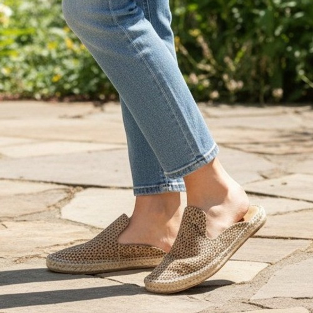 Universal Thread Leopard Print Women Espadrille Mules Size 11 Summer Tan Black